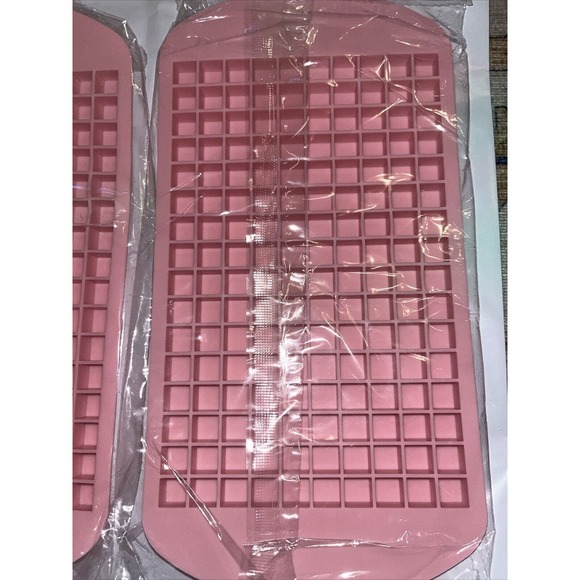 Set Of 2 Pink Silicon Mini Ice Cube Tray Grids (M2) Easy Release - Picture 3 of 3